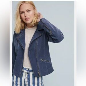 Anthropologie Navy suede Jacket